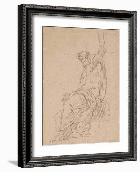 Recto: Seated Figure of a Man, Possibly of Jupiter, on an Eagle, Reaching up with His Left Hand, 18-Ferdinand Victor Eugene Delacroix-Framed Giclee Print