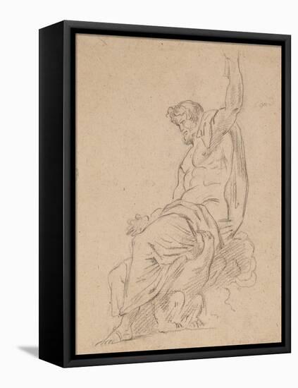 Recto: Seated Figure of a Man, Possibly of Jupiter, on an Eagle, Reaching up with His Left Hand, 18-Ferdinand Victor Eugene Delacroix-Framed Premier Image Canvas