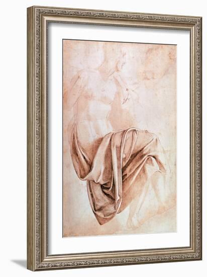 Recto Study of Drapery-Michelangelo Buonarroti-Framed Giclee Print