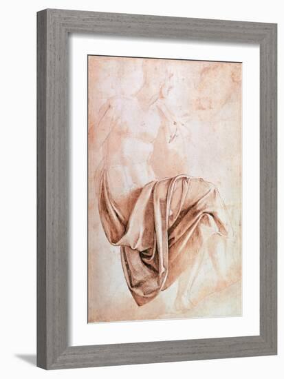 Recto Study of Drapery-Michelangelo Buonarroti-Framed Giclee Print