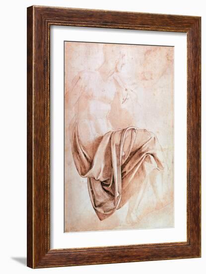 Recto Study of Drapery-Michelangelo Buonarroti-Framed Giclee Print