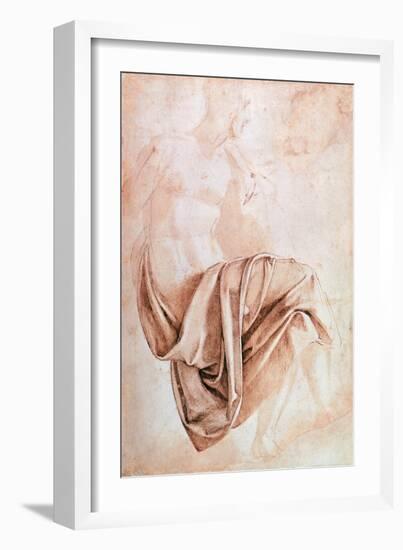 Recto Study of Drapery-Michelangelo Buonarroti-Framed Giclee Print