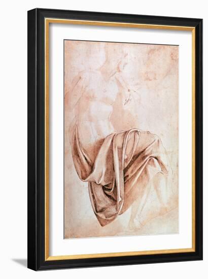 Recto Study of Drapery-Michelangelo Buonarroti-Framed Giclee Print