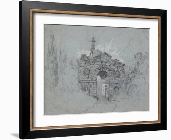 Recto: the Ruined Arch at Kew (Red, Black and White Chalk on Blue Paper)-Richard Wilson-Framed Giclee Print