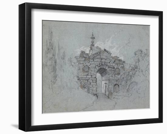 Recto: the Ruined Arch at Kew (Red, Black and White Chalk on Blue Paper)-Richard Wilson-Framed Giclee Print