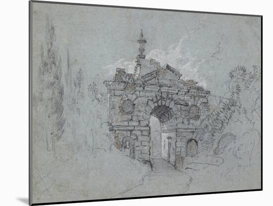 Recto: the Ruined Arch at Kew (Red, Black and White Chalk on Blue Paper)-Richard Wilson-Mounted Giclee Print