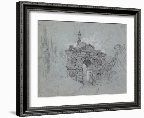 Recto: the Ruined Arch at Kew (Red, Black and White Chalk on Blue Paper)-Richard Wilson-Framed Giclee Print