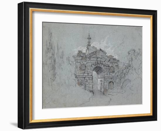 Recto: the Ruined Arch at Kew (Red, Black and White Chalk on Blue Paper)-Richard Wilson-Framed Giclee Print