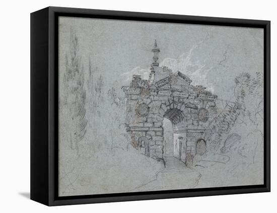 Recto: the Ruined Arch at Kew (Red, Black and White Chalk on Blue Paper)-Richard Wilson-Framed Premier Image Canvas