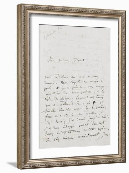 Recueil de lettres et esquisses : lettre autographe à Pauline Viardot-Hector Berlioz-Framed Giclee Print