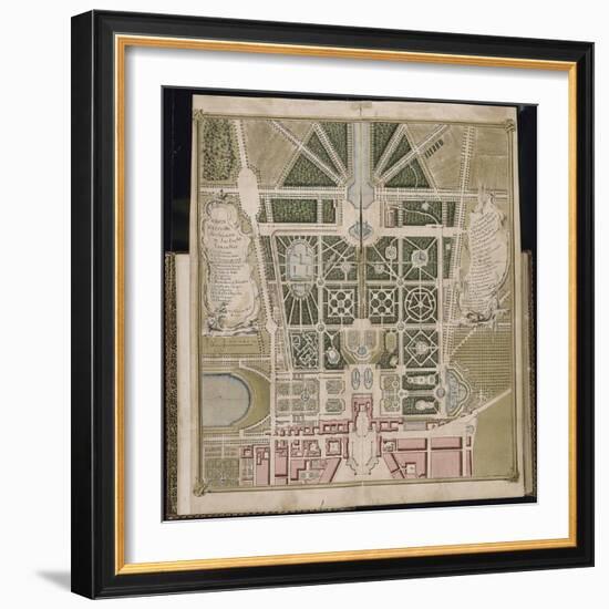 Recueil des "Plans des châteaux et parcs de Versailles, Trianon et Marly vers 1732" ; Relié aux-Pierre Prieur-Framed Giclee Print