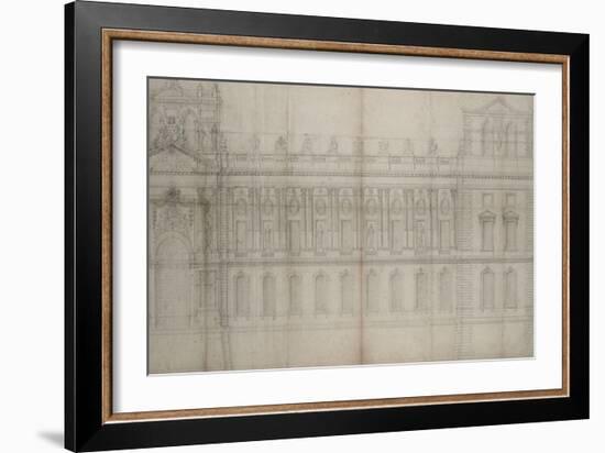 Recueil du Louvre (folio séparé): Elévation de la façade Est du Louvre avec-Louis Le Vau-Framed Giclee Print