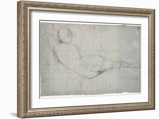 Recumbent Female Nude and Partial Study of a Second Female Figure, C. 1855-1860-Thomas Couture-Framed Giclee Print