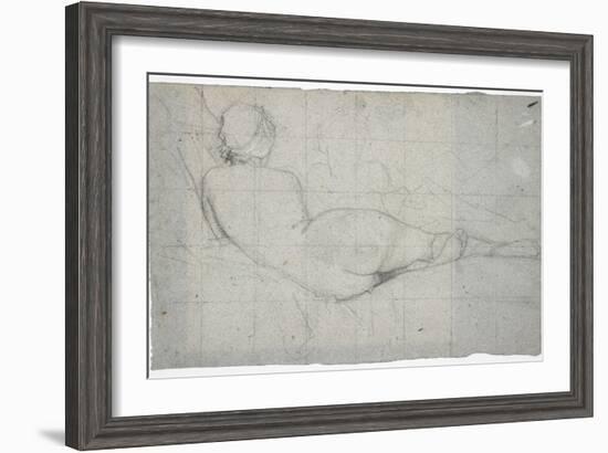 Recumbent Female Nude and Partial Study of a Second Female Figure, C. 1855-1860-Thomas Couture-Framed Giclee Print