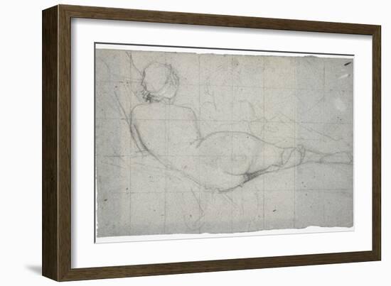 Recumbent Female Nude and Partial Study of a Second Female Figure, C. 1855-1860-Thomas Couture-Framed Giclee Print
