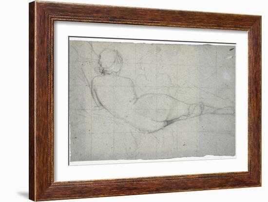 Recumbent Female Nude and Partial Study of a Second Female Figure, C. 1855-1860-Thomas Couture-Framed Giclee Print