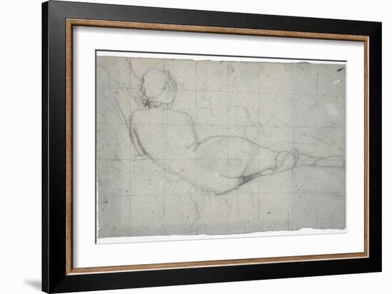 Recumbent Female Nude and Partial Study of a Second Female Figure, C. 1855-1860-Thomas Couture-Framed Giclee Print