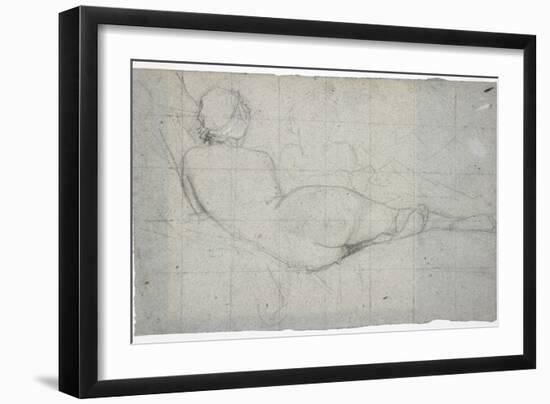 Recumbent Female Nude and Partial Study of a Second Female Figure, C. 1855-1860-Thomas Couture-Framed Giclee Print