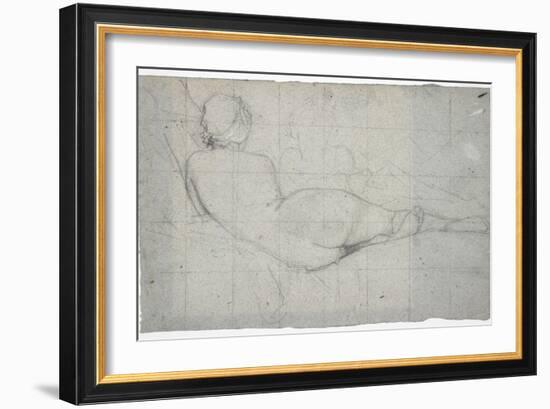 Recumbent Female Nude and Partial Study of a Second Female Figure, C. 1855-1860-Thomas Couture-Framed Giclee Print