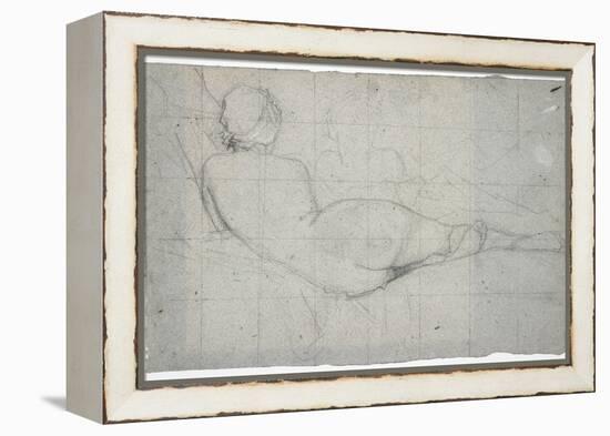 Recumbent Female Nude and Partial Study of a Second Female Figure, C. 1855-1860-Thomas Couture-Framed Premier Image Canvas