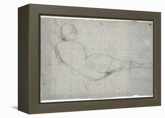 Recumbent Female Nude and Partial Study of a Second Female Figure, C. 1855-1860-Thomas Couture-Framed Premier Image Canvas