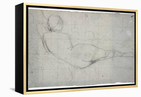 Recumbent Female Nude and Partial Study of a Second Female Figure, C. 1855-1860-Thomas Couture-Framed Premier Image Canvas