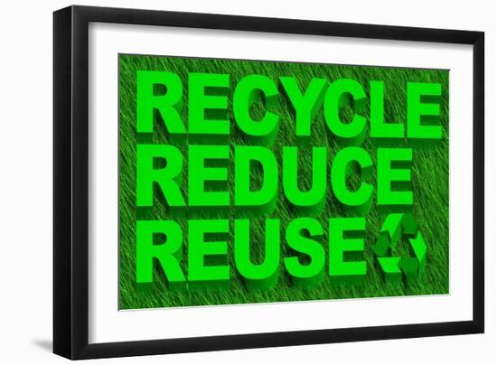 Recycle Reuse and Reduce Word over Green Grass-marphotography-Framed Art Print