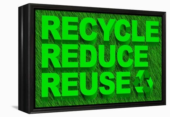 Recycle Reuse and Reduce Word over Green Grass-marphotography-Framed Stretched Canvas