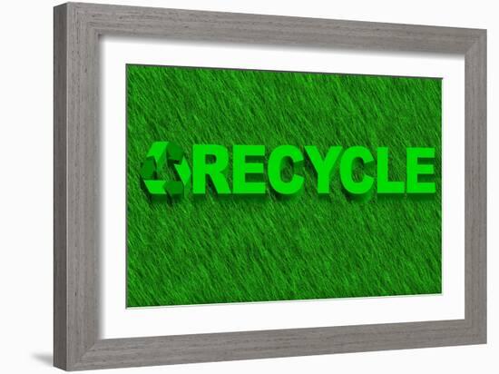 Recycle Word over Green Grass-marphotography-Framed Art Print