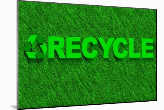 Recycle Word over Green Grass-marphotography-Mounted Art Print