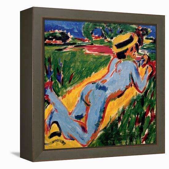 Recycling Blue Nude in a Straw Hat, 1909-Ernst Ludwig Kirchner-Framed Premier Image Canvas