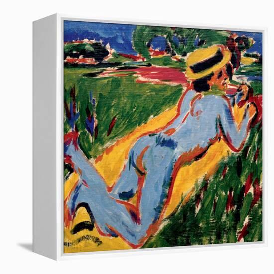 Recycling Blue Nude in a Straw Hat, 1909-Ernst Ludwig Kirchner-Framed Premier Image Canvas