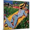 Recycling Blue Nude in a Straw Hat, 1909-Ernst Ludwig Kirchner-Mounted Giclee Print