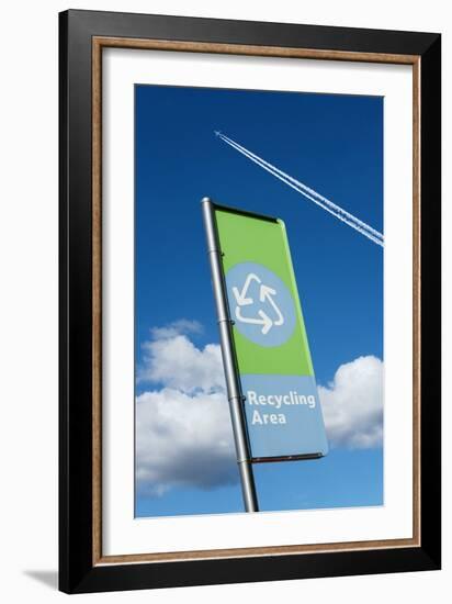 Recycling Sign with Jet Contrail-Mark Sykes-Framed Photographic Print