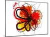 Red Abstract Brush Splash Flower I-Irena Orlov-Mounted Art Print