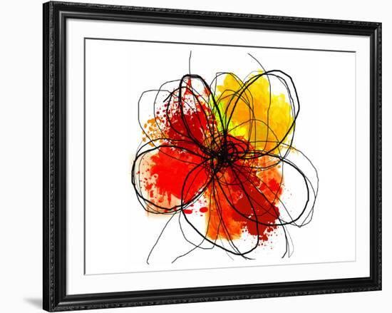 Red Abstract Brush Splash Flower II-Irena Orlov-Framed Premium Giclee Print