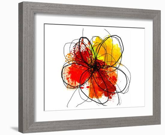 Red Abstract Brush Splash Flower II-Irena Orlov-Framed Art Print