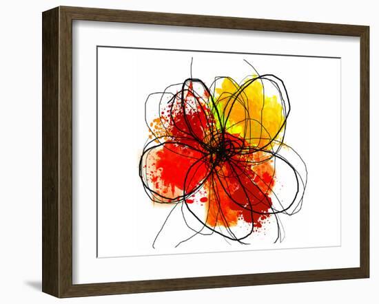 Red Abstract Brush Splash Flower II-Irena Orlov-Framed Art Print