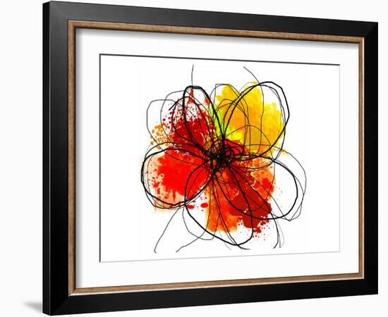 Red Abstract Brush Splash Flower II-Irena Orlov-Framed Art Print