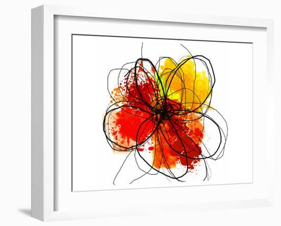 Red Abstract Brush Splash Flower II-Irena Orlov-Framed Art Print