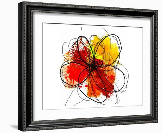 Red Abstract Brush Splash Flower II-Irena Orlov-Framed Art Print