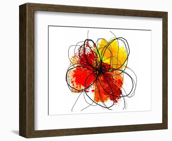 Red Abstract Brush Splash Flower II-Irena Orlov-Framed Art Print