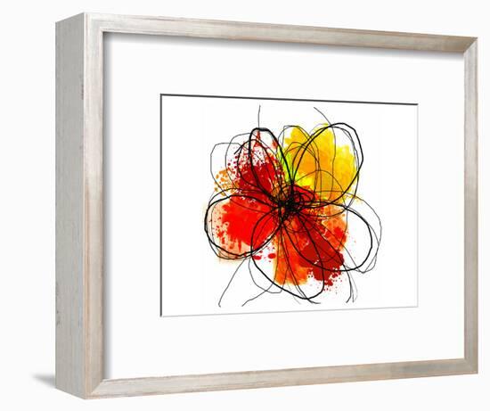 Red Abstract Brush Splash Flower II-Irena Orlov-Framed Art Print