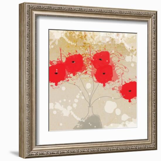 Red Abstract Bunch I-Irena Orlov-Framed Art Print