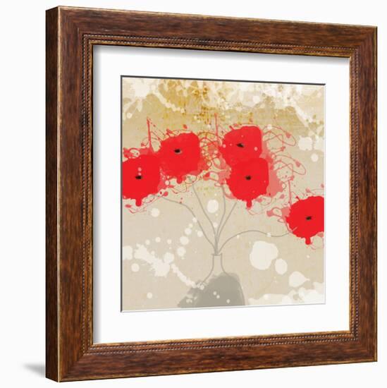 Red Abstract Bunch I-Irena Orlov-Framed Art Print