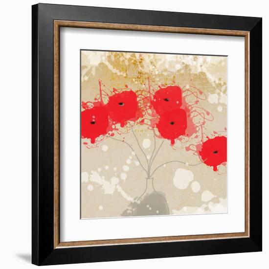 Red Abstract Bunch I-Irena Orlov-Framed Art Print