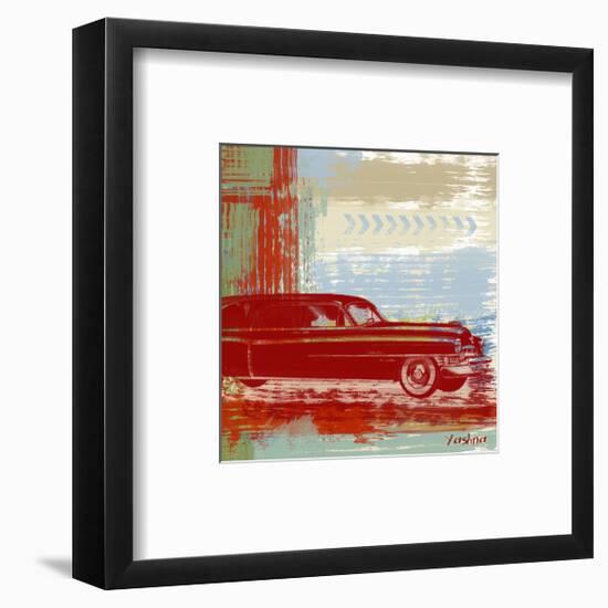 Red Abstract Car-Yashna-Framed Art Print