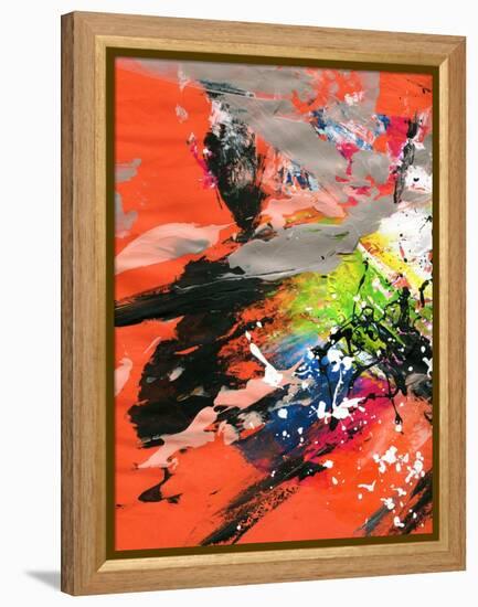 Red Abstract Painting With Expressive Brush Strokes-run4it-Framed Stretched Canvas