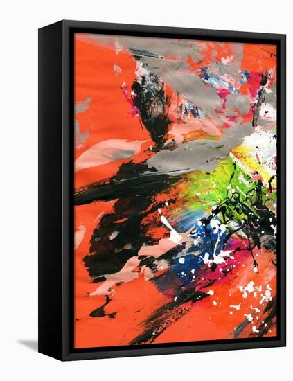 Red Abstract Painting With Expressive Brush Strokes-run4it-Framed Stretched Canvas