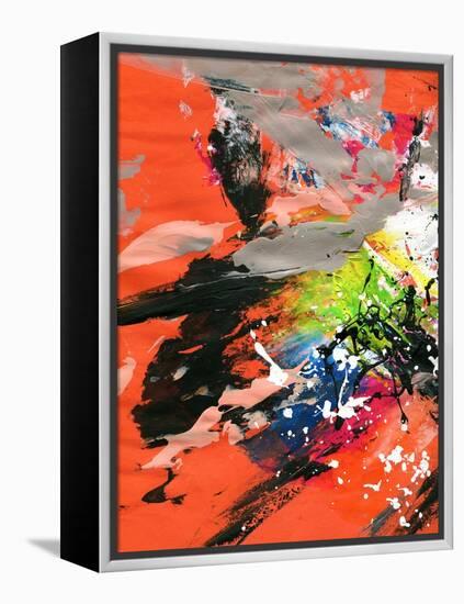 Red Abstract Painting With Expressive Brush Strokes-run4it-Framed Stretched Canvas